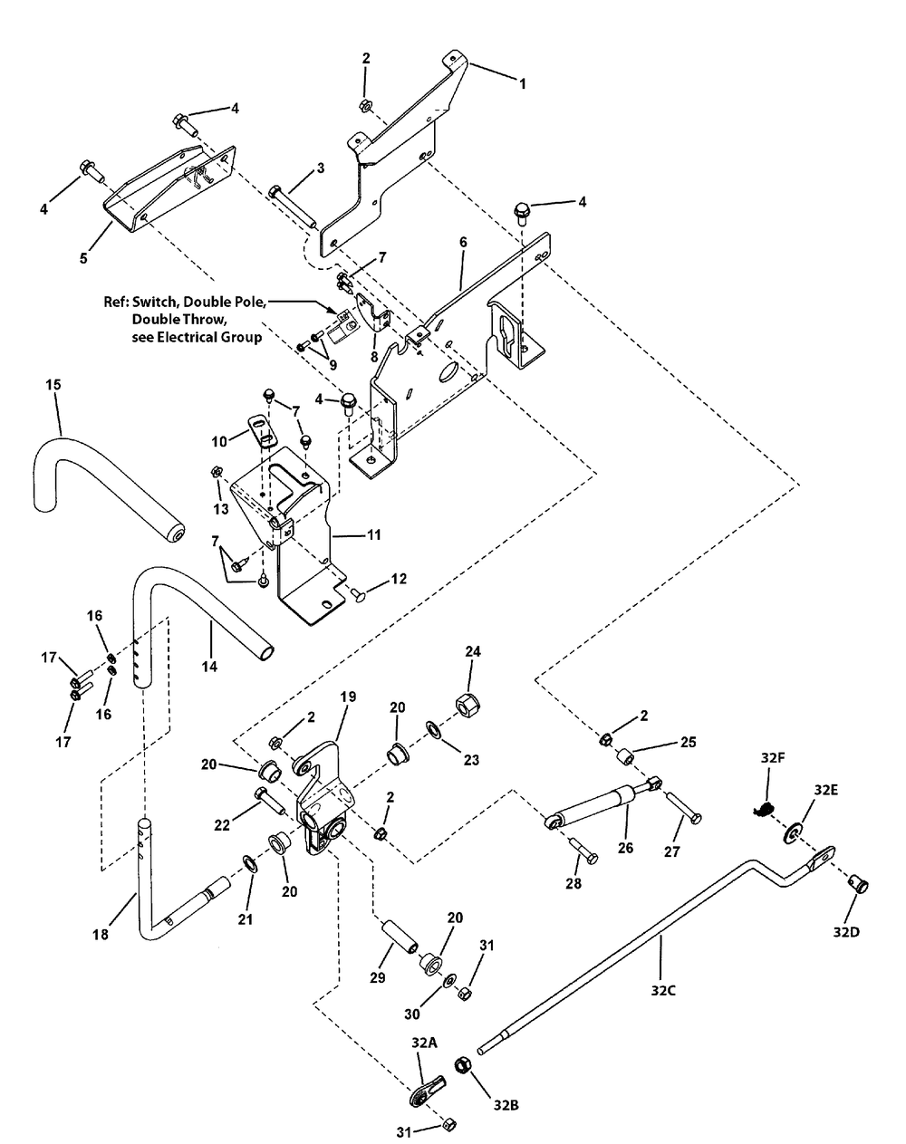 Control Group - Right Hand With Electric Height Of Cut Diagram and Parts List for 107280060-7800753SN 2011 Briggs and Stratton Lawn Tractor Accessories